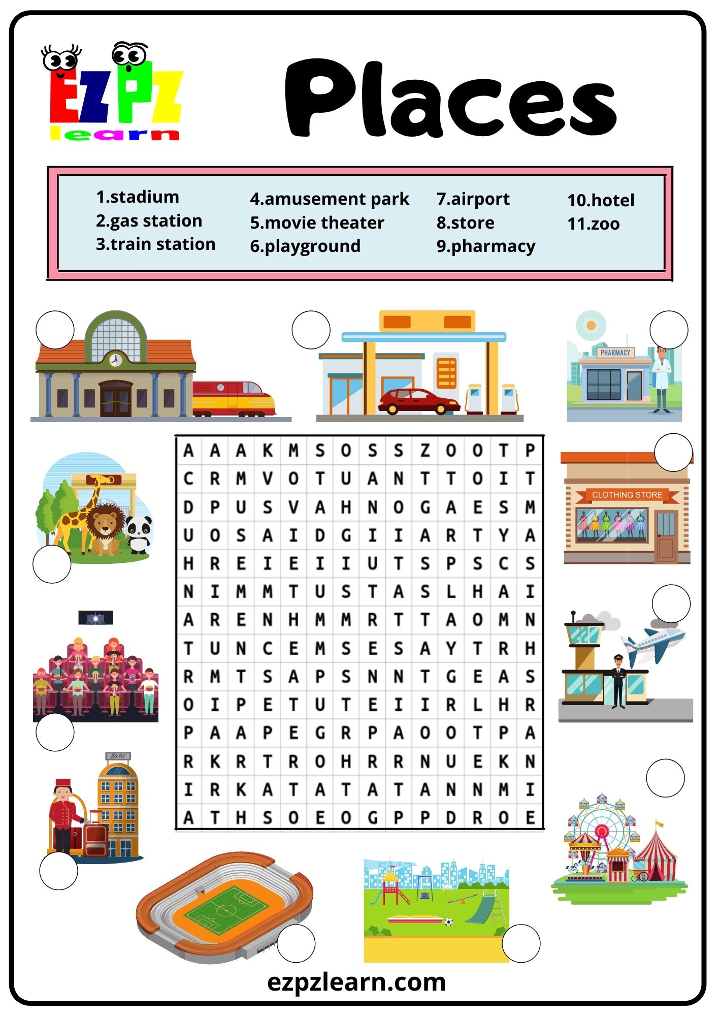 Free Printable Places Please Word Puzzles